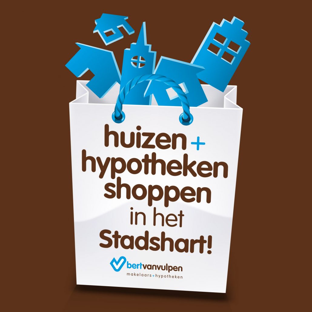 Bert vanvulpen makelaars hypotheken shoppen stadshart tasje met huizen